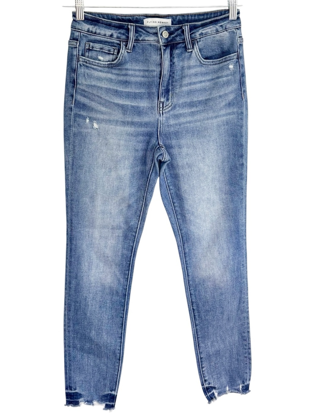 FLYING MONKEY High Rise Skinny Jeans Raw Hem Stretch Denim Size 28